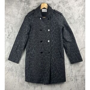 Sandro Paris Black Leopard Print Lightweight Jacket Coat Size 36 Small